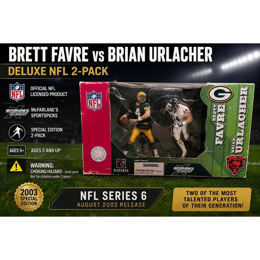 McFarlane NFL Series 6 Brett Favre vs‎ Brian Urlacher Deluxe 2-Pack Figures 2003